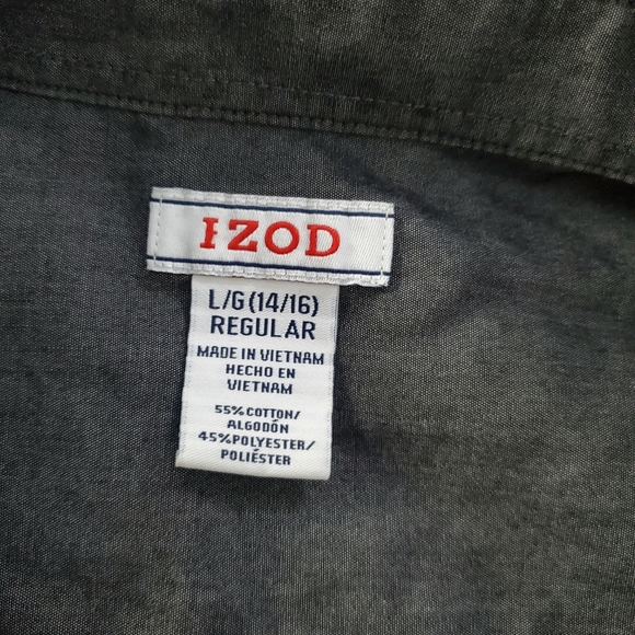 Izod Dark Gray Buttons Up Longsleeved Shirt / Jr's Large ( 14/16) - Picture 2 of 6